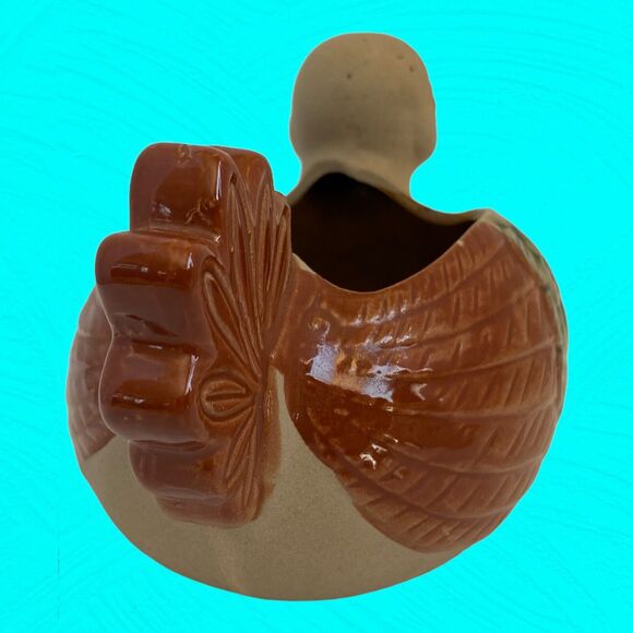 Vintage Terra Cotta Pottery Clay Duck Cactus Planter Vase 4” - Picture 2 of 7